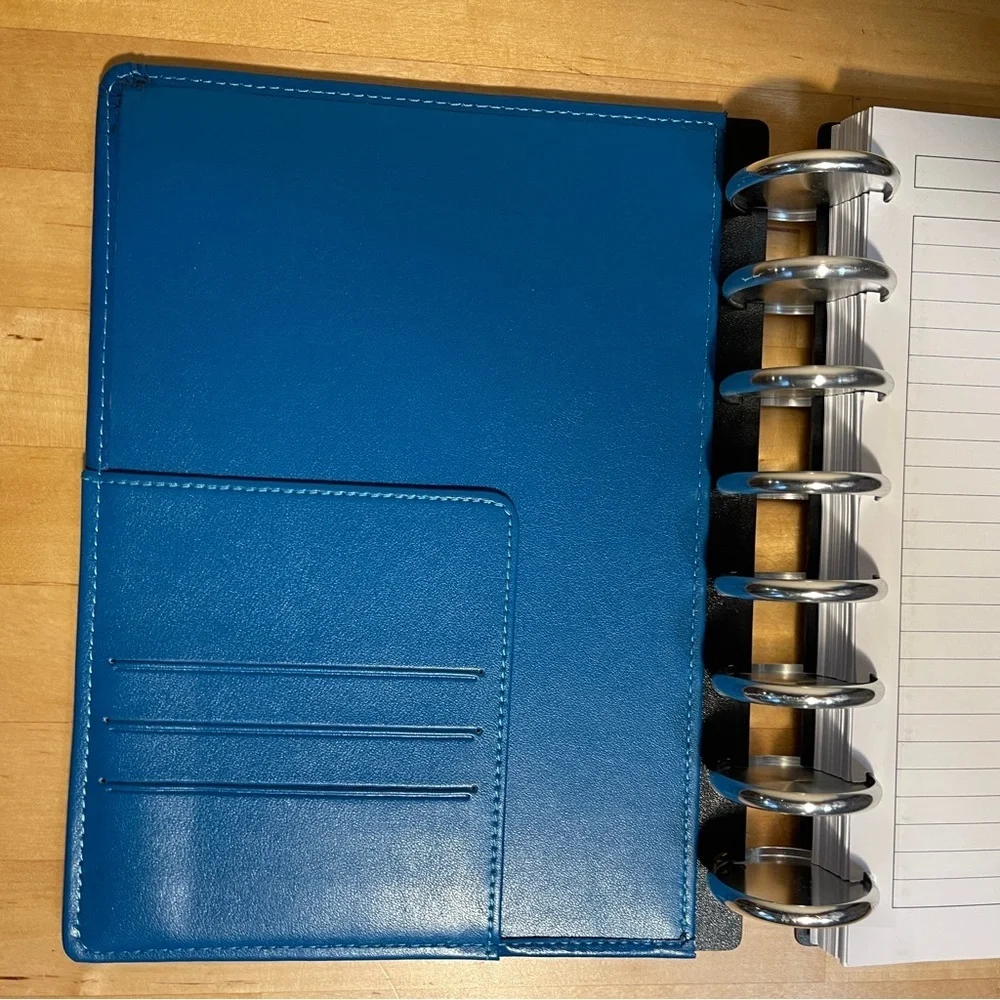 M by Staples arc Blue Leather Planner with Silver Tone Rings